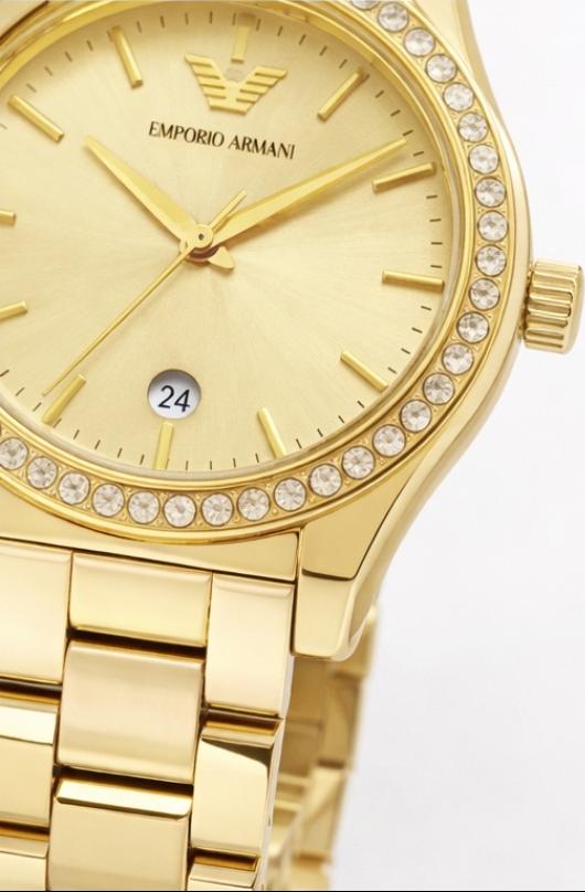 Emporio Armani Federica AR11607 Women’s Watch – Gold Stainless Steel Bracelet & Crystal Bezel | 32mm Quartz Luxury Timepiece