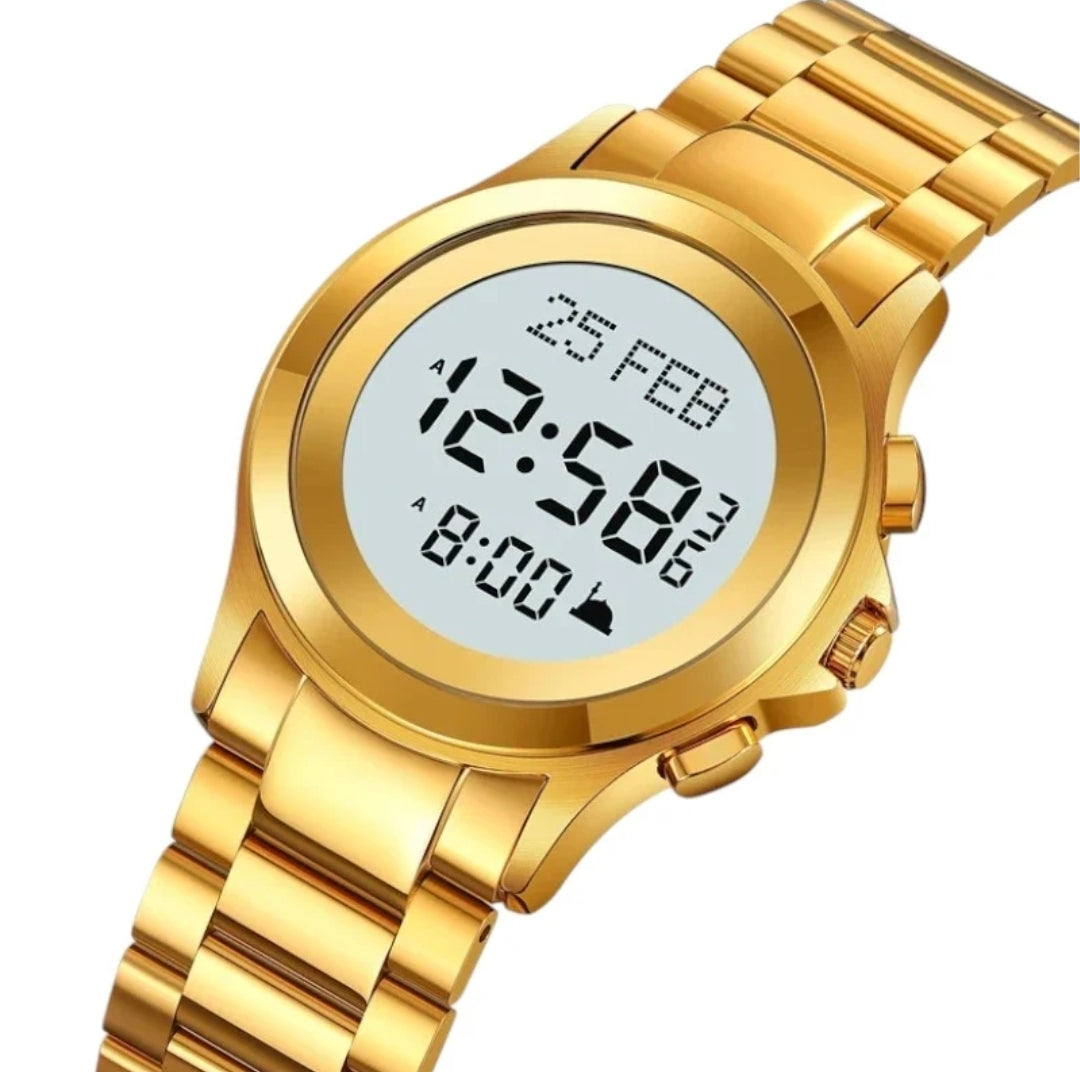 SKMEI 2270 Digital Watch – Azan Prayer Time & Qibla Direction | Stainless Steel, Water Resistant