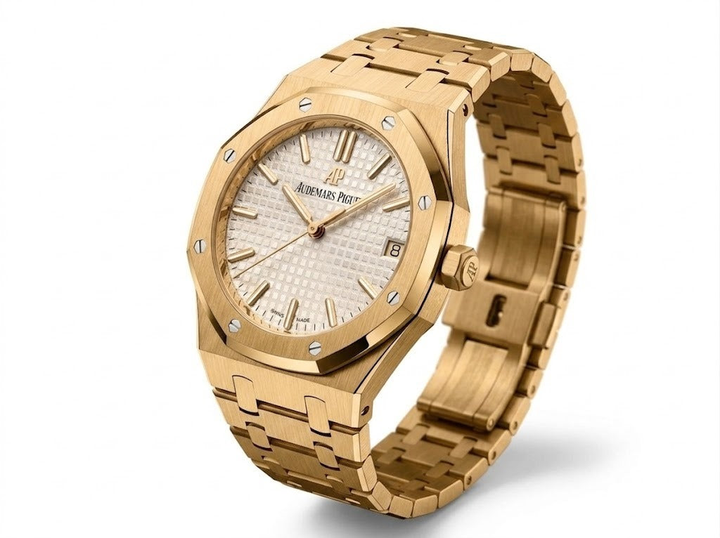 Luxury Gold Women’s Watch – Inspired by Audemars Piguet Royal Oak Design with Date Display