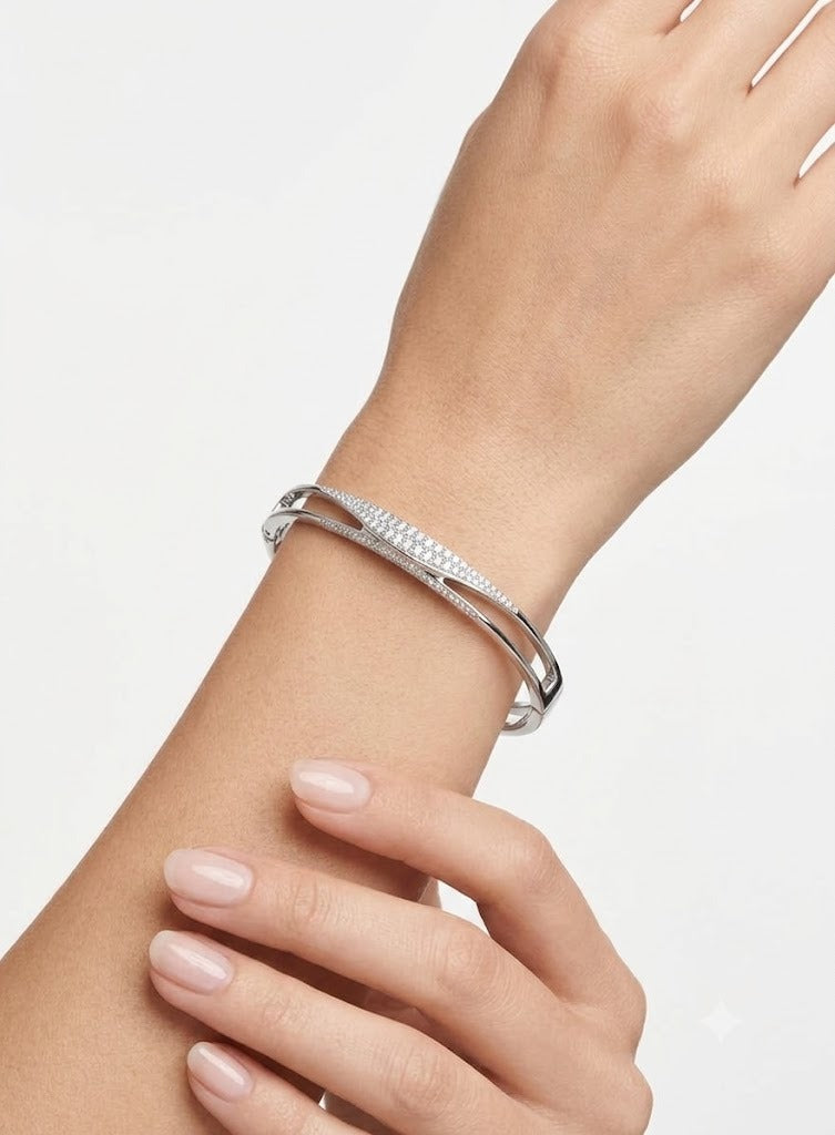 Michael Kors Women's Double Open Bangle Bracelet – Silver Tone#08
