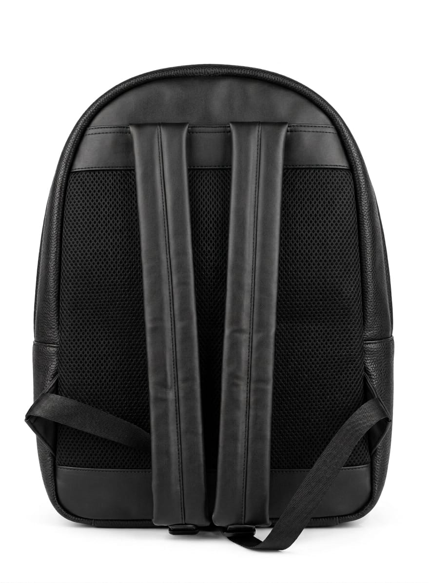 Tommy Hilfiger Black Leather Backpack – Premium Pebble Grain Everyday & Business Backpack#52-100