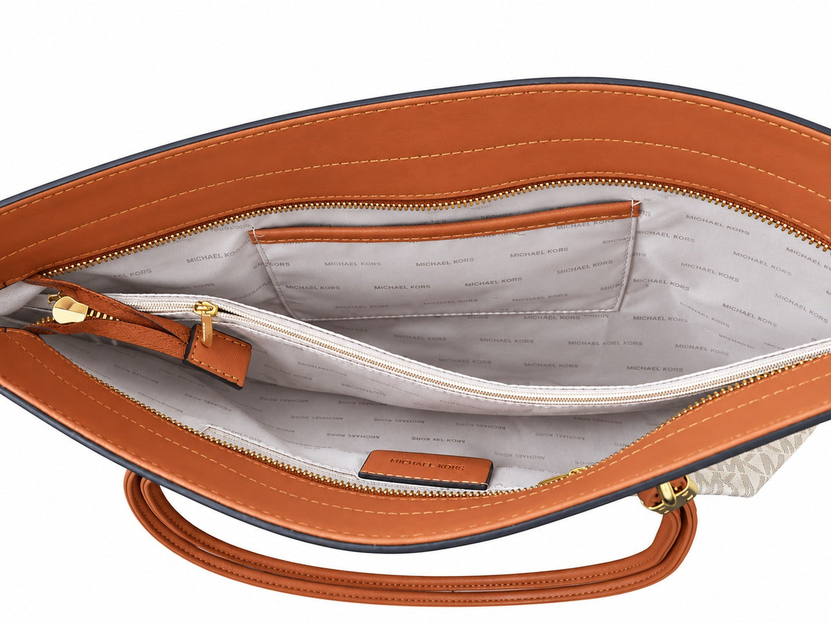 Michael Kors Women's Signature Tote Bag - Beige & Brown#0036