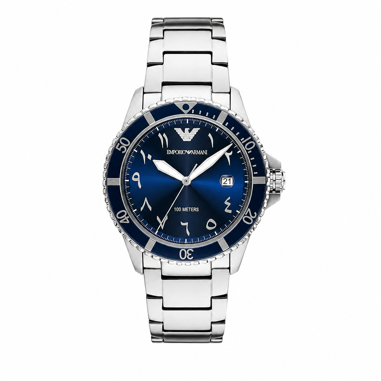 Emporio Armani Men's Quartz Watch AR80076SET – 41 mm, Dark Blue Dial & Silver Stainless Steel Bracelet