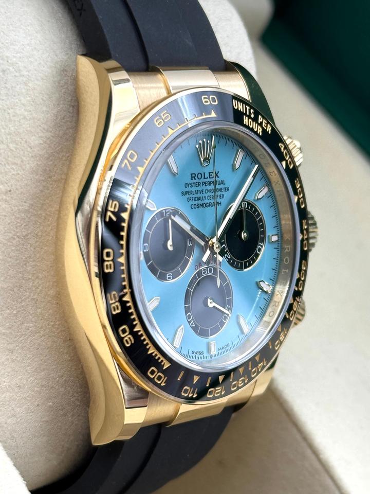 Rolex Daytona Men's Watch with Turquoise Dial, Gold-Tone Stainless Steel Case and Black Rubber Strap, 40mm – Model 126518LN