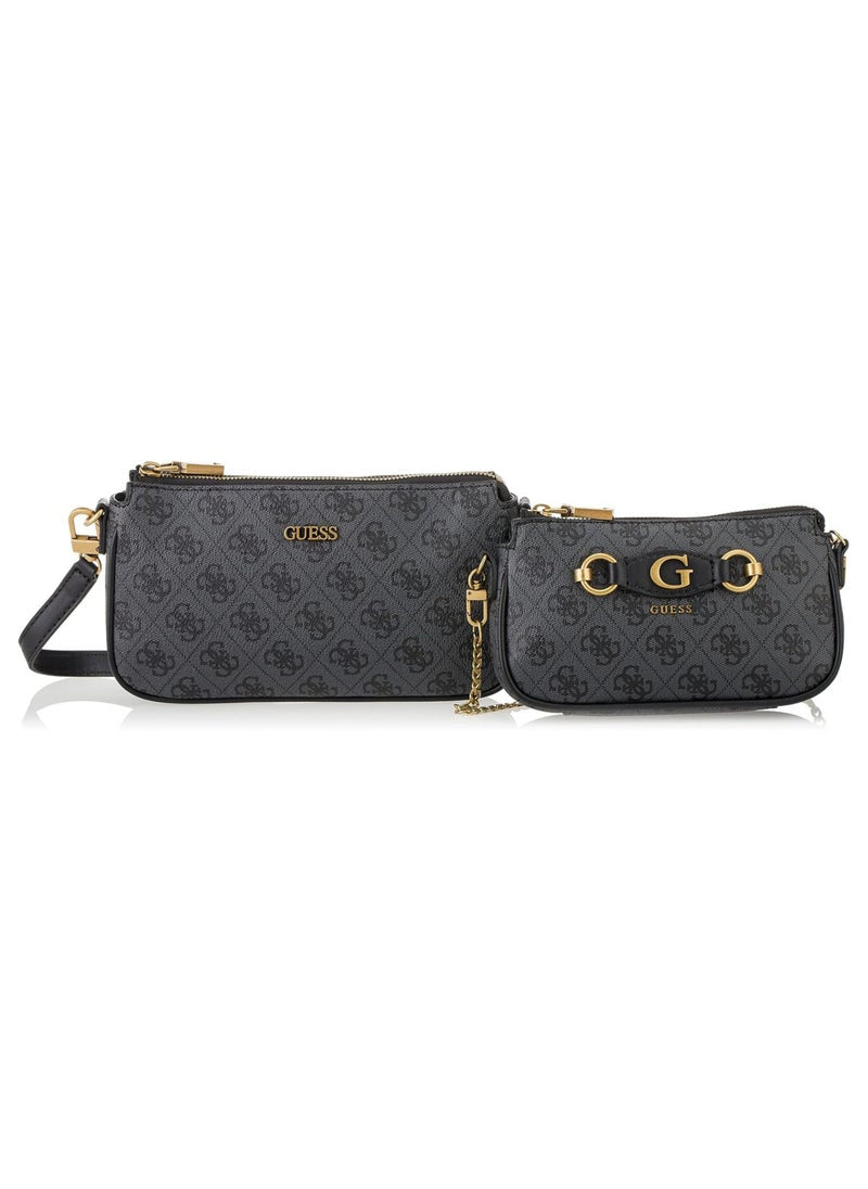 GU 2-in-1 Dark Grey Monogram Crossbody Bag For Women #129