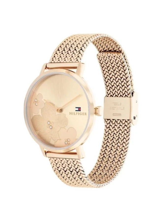 Tommy Hilfiger Women’s Rose Gold Stainless Steel Mesh Watch – Champagne Dial, Crystal Accents (1782603)