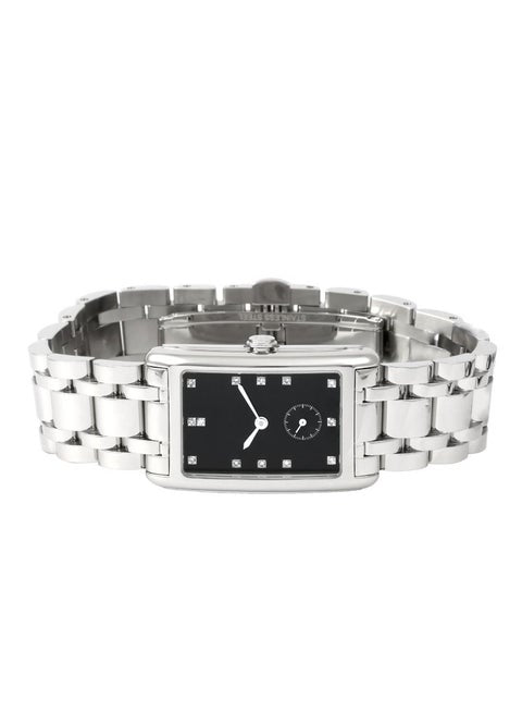 IBSO Women's Rectangular Quartz Watch S9688L – Black Dial & Crystal Accents