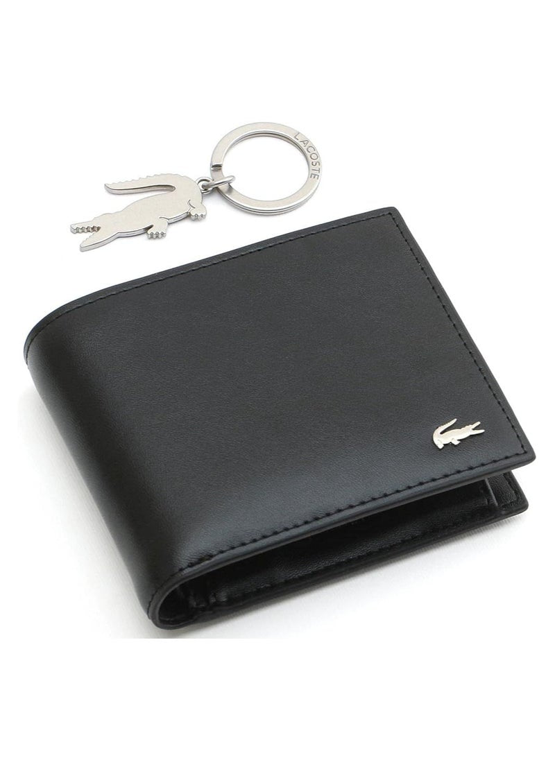 LC Black Leather Wallet-Keychain Set For Men #6