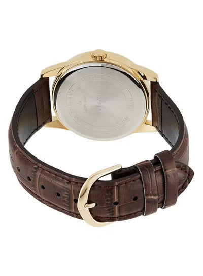 Leather Analog Watch MTP-V001GL-9BUDF - 38 mm - Brown