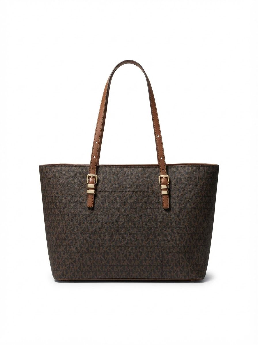 Michael Kors Jet Set Item Medium Pocket Monogram Tote Bag Brown#0053