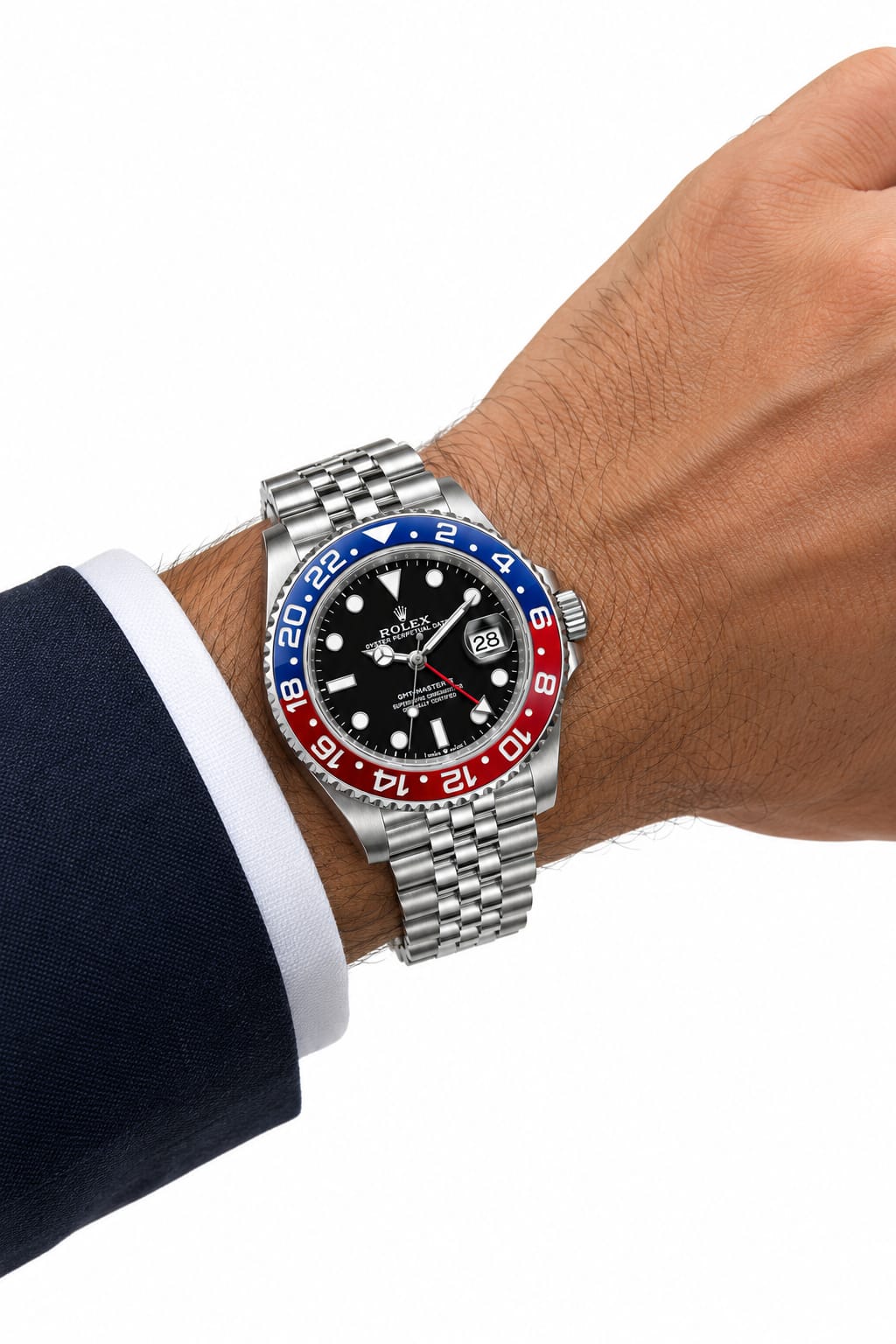 Rolex GMT-Master II Pepsi – Black Dial, Red and Blue Bezel, Stainless Steel Bracelet