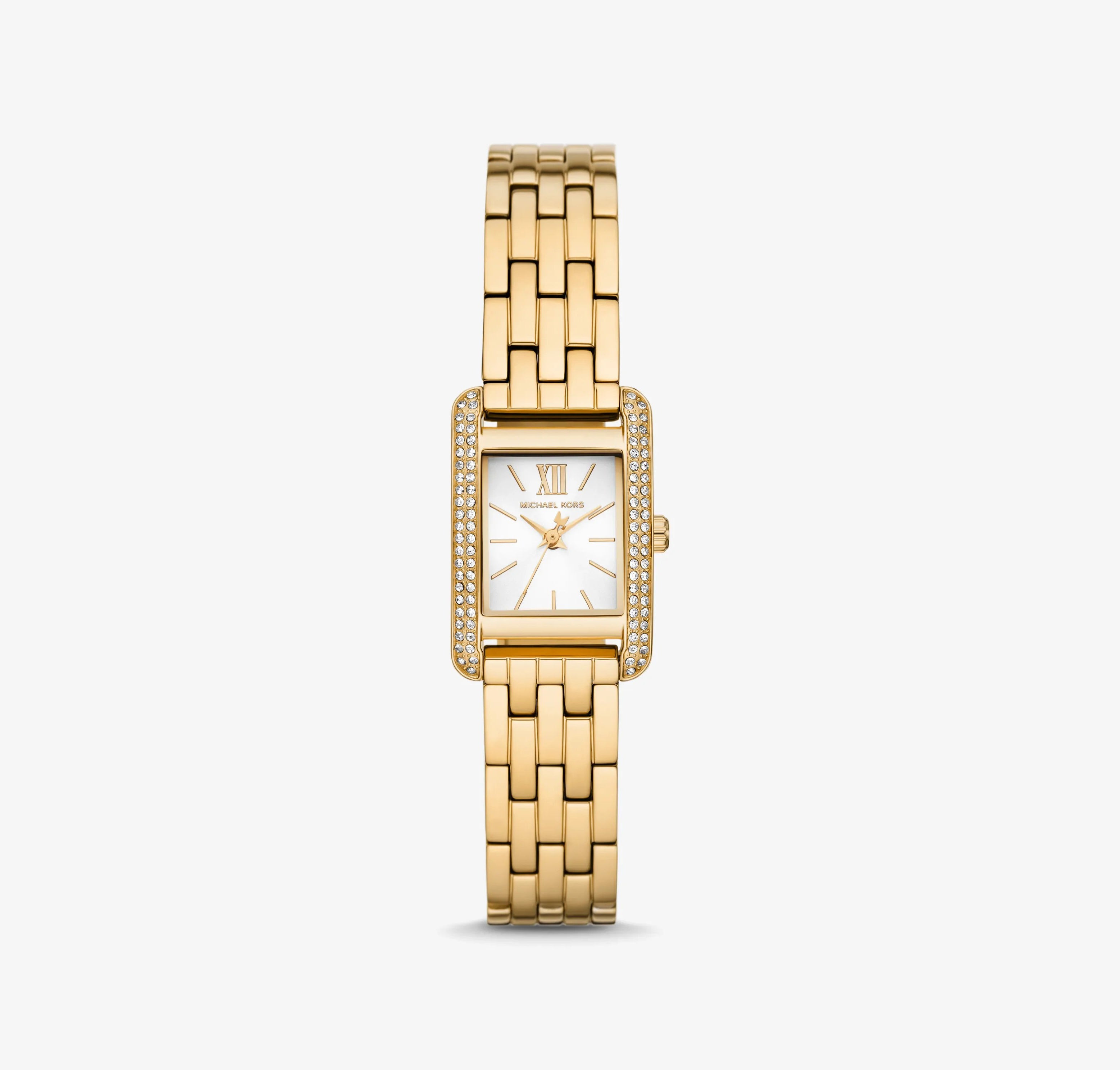 Michael Kors Monroe MKO1034 Women’s Quartz Watch – White Dial Gold Stainless Steel Bracelet with Pavé Crystals