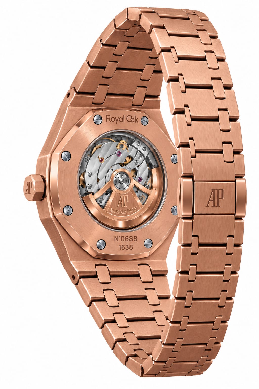 Audemars Piguet Royal Oak Style Men's Rose Gold-Tone Automatic Watch with Black Dial