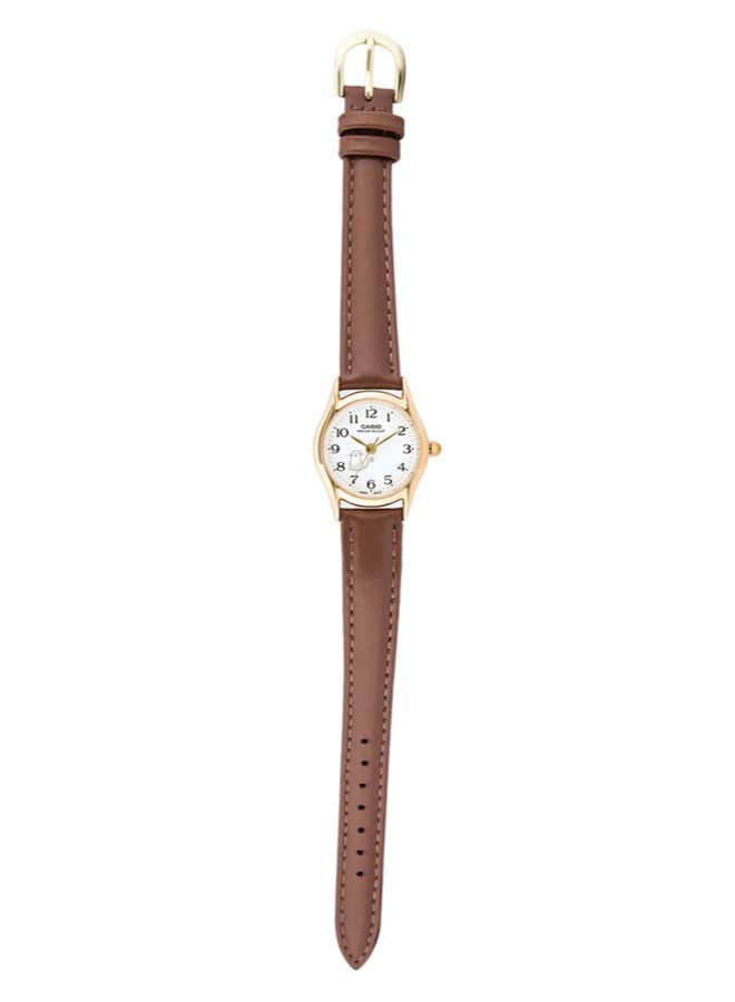 Casio Enticer Women's Analog Watch LTP-1094Q-7B8RDF – Brown Leather Strap with White Dial – 22 mm