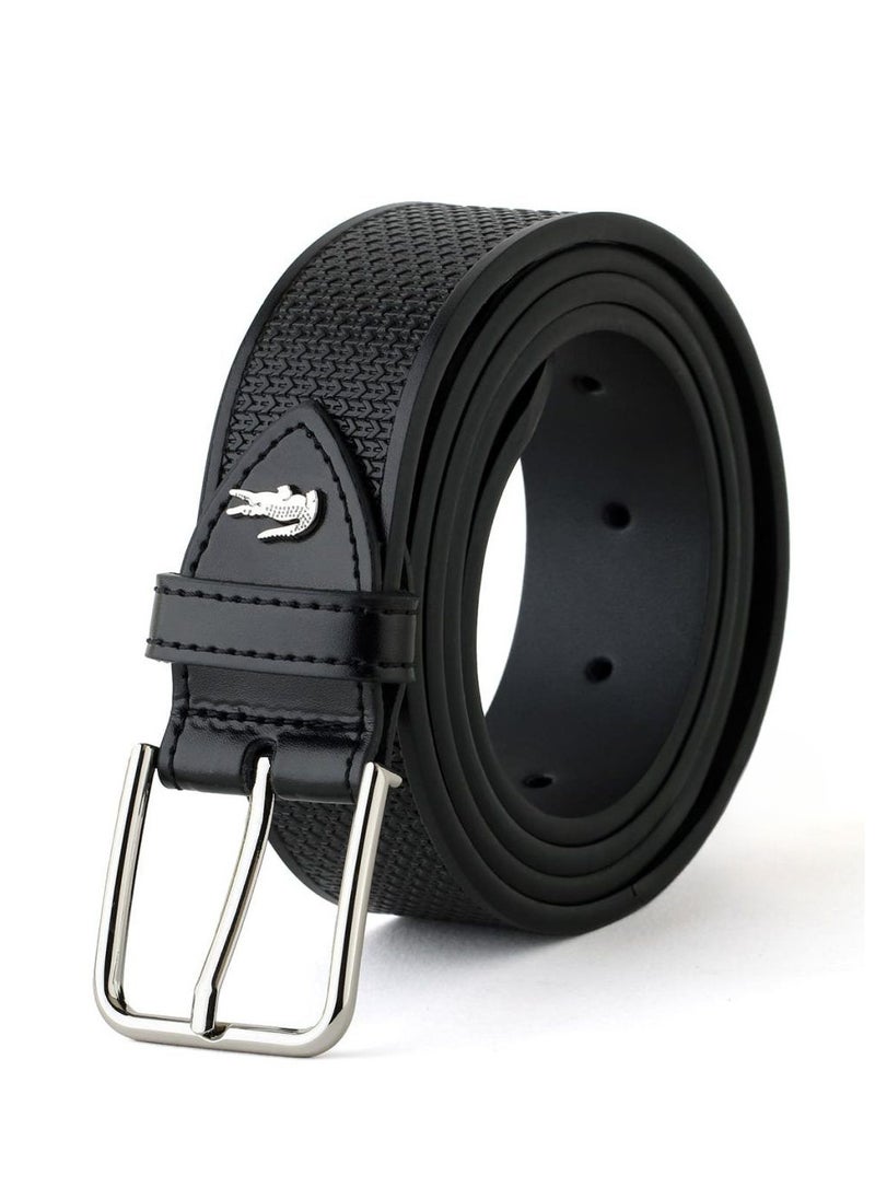 LC Black Leather Wallet-Belt Set For Men #4
