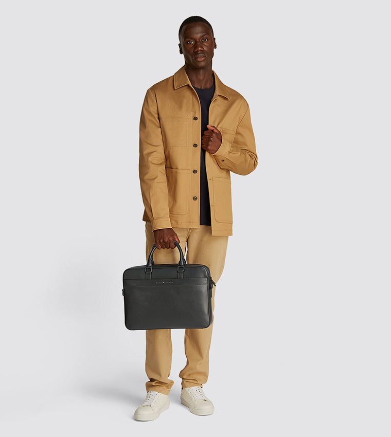 Tommy Hilfiger Men's Black Laptop Bag – Professional Business Briefcase for Work & Daily Commute#BL-03