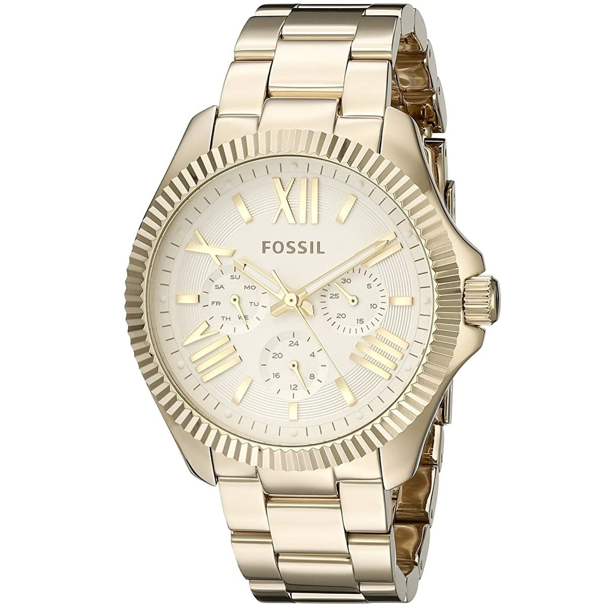 Fossil Cecile Women’s 40 mm Gold Water-Resistant Analog Stainless Steel Watch – Monthly Date (AM4482)