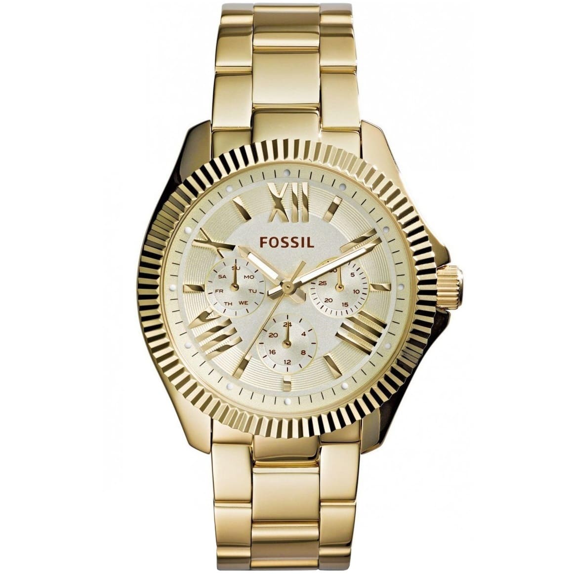 Fossil Cecile Women’s 40 mm Gold Water-Resistant Analog Stainless Steel Watch – Monthly Date (AM4482)