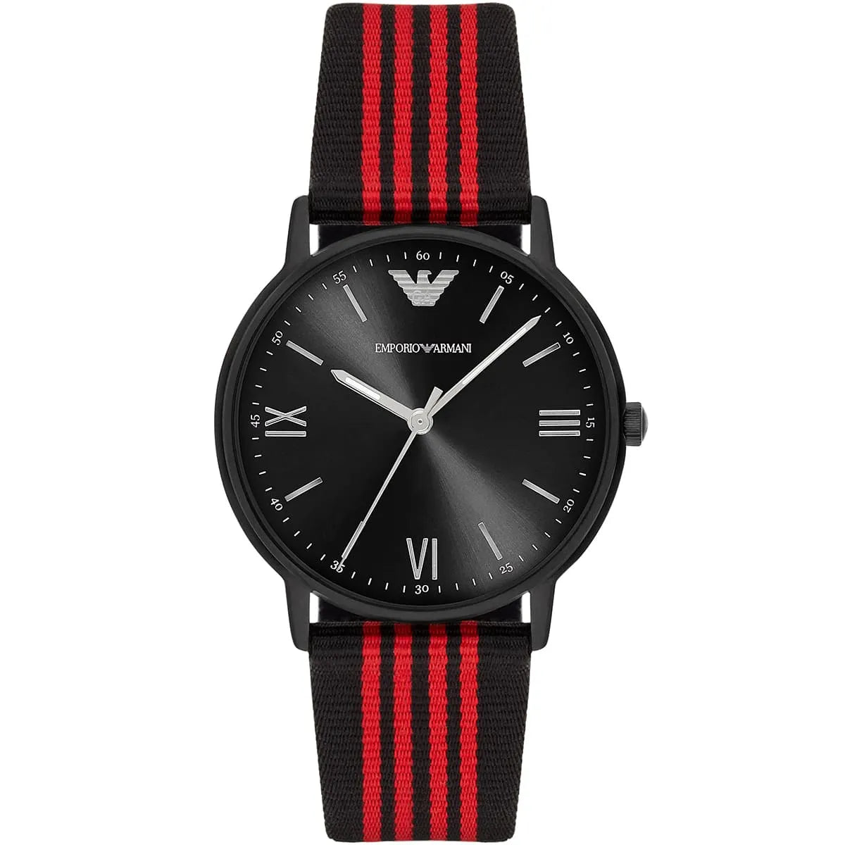 Emporio Armani Men’s Watch – Model AR11015 | Sporty Elegance with Black & Red Fabric Strap