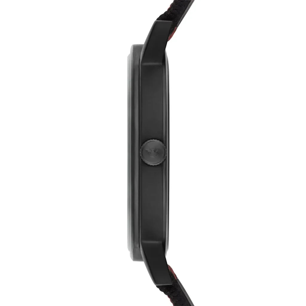 Emporio Armani Men’s Watch – Model AR11015 | Sporty Elegance with Black & Red Fabric Strap