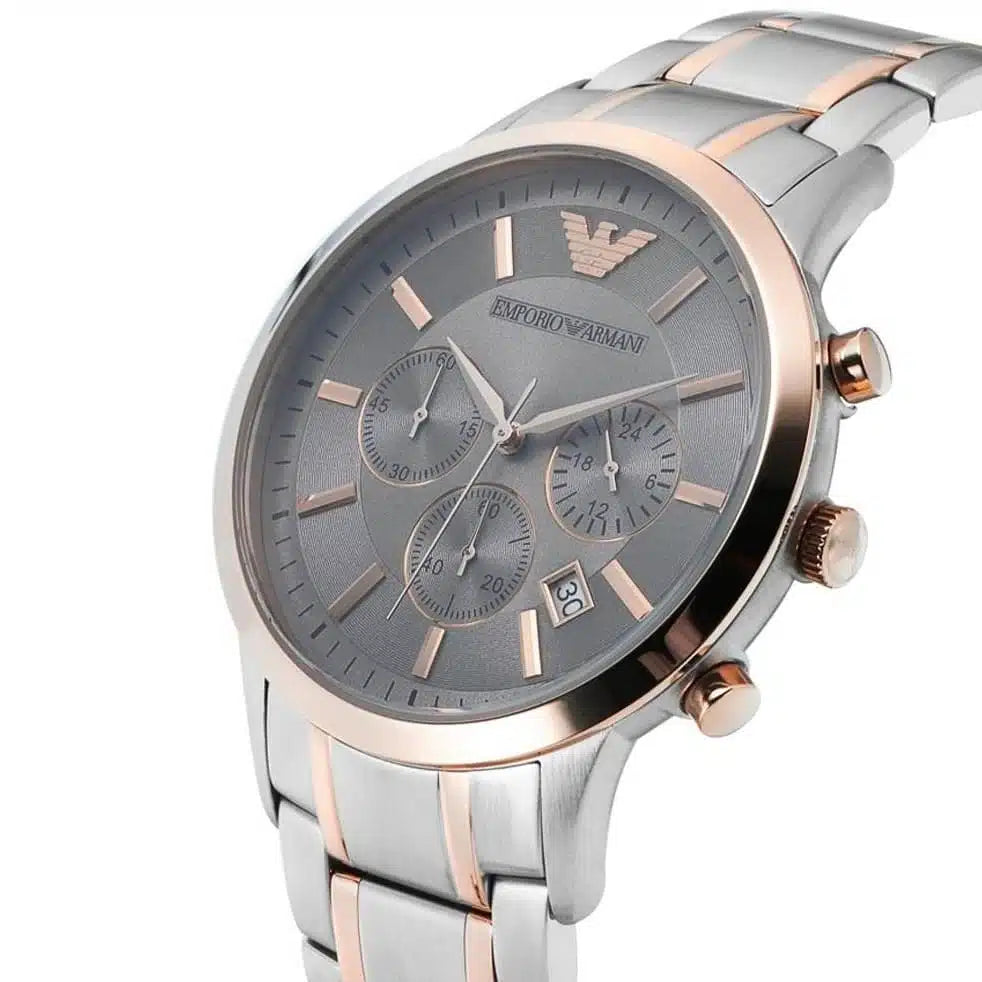 Emporio Armani Emporio Armani Renato Men’s Watch AR11077 – Gray Dial Two-Tone Stainless Steel