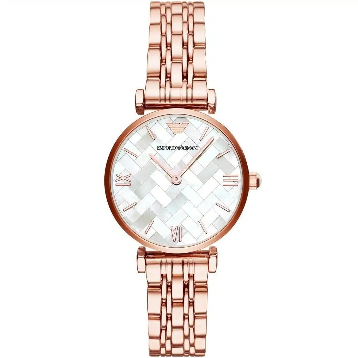 Emporio Armani Gianni T-Bar AR11110 Women’s Watch – White Dial Rose Gold Stainless Steel Elegant Fashion Watch