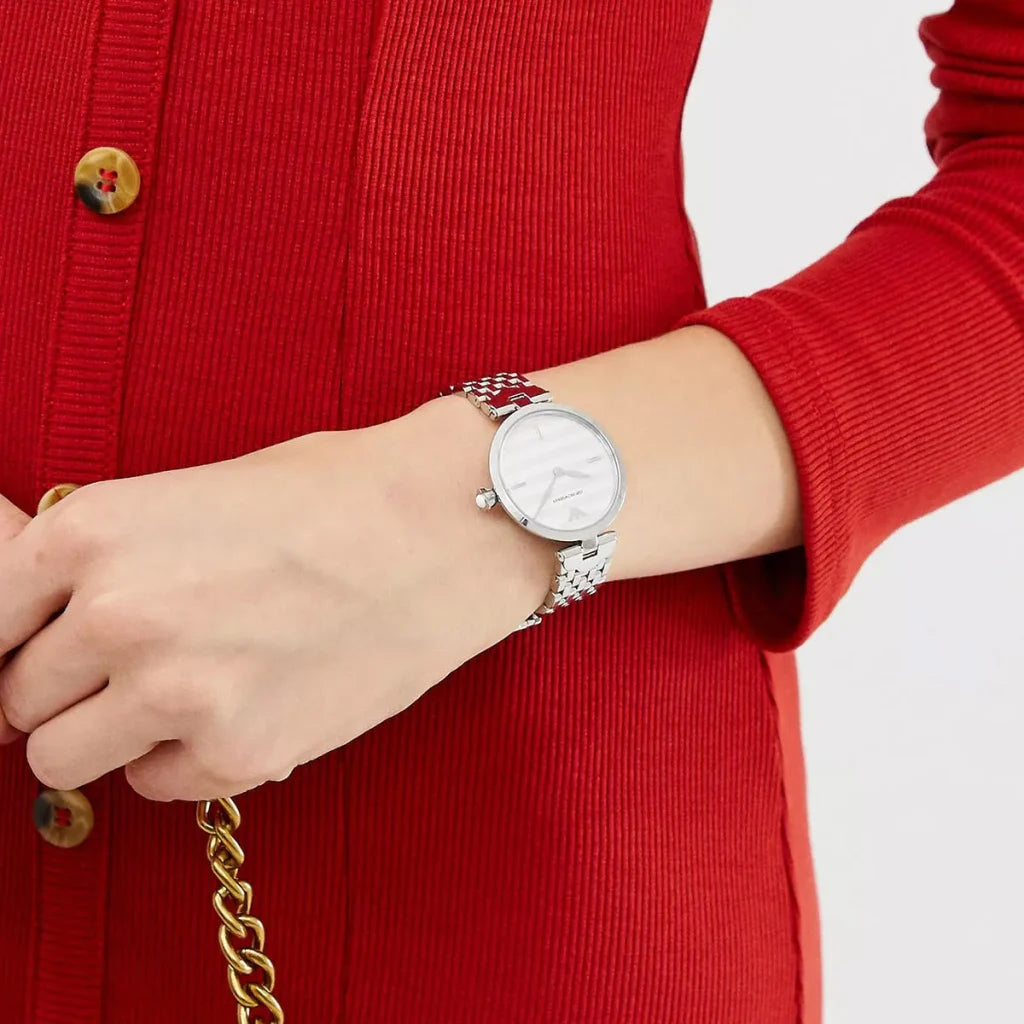 Emporio Armani Arianna AR11195 Women’s Watch – White Dial Stainless Steel Elegant Slim Fashion Watch