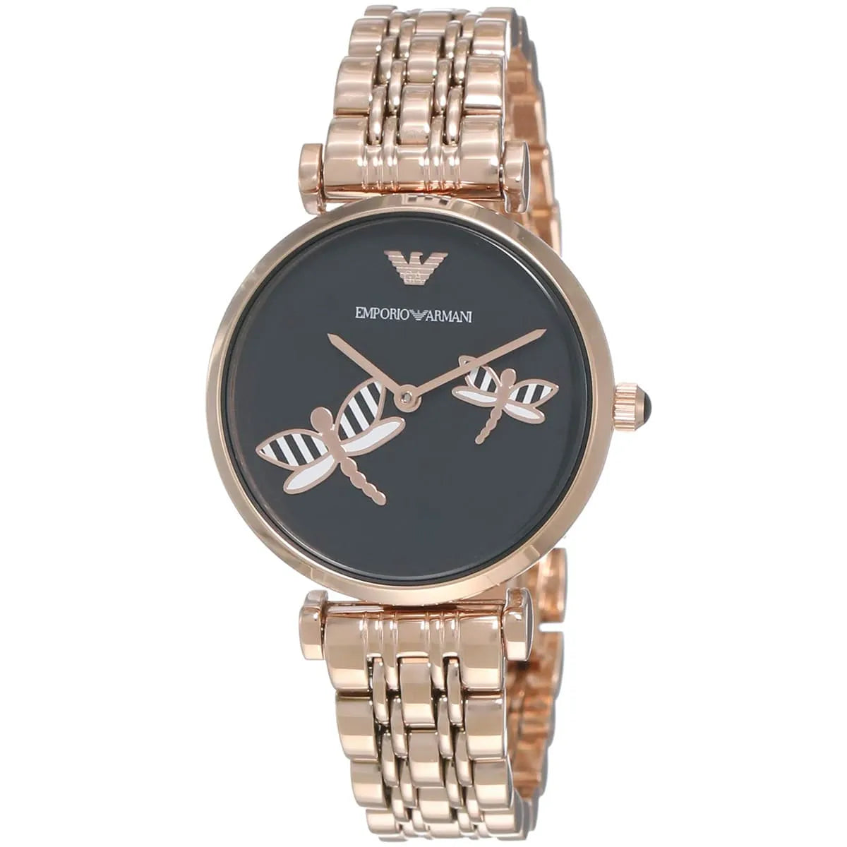 Emporio Armani Gianni T-Bar AR11206 Women’s Watch – Black Dial Rose Gold Stainless Steel Elegant Fashion Watch