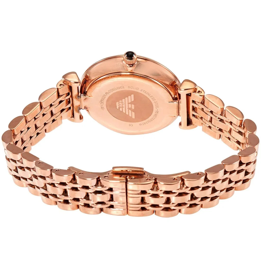 Emporio Armani Gianni T-Bar AR11206 Women’s Watch – Black Dial Rose Gold Stainless Steel Elegant Fashion Watch