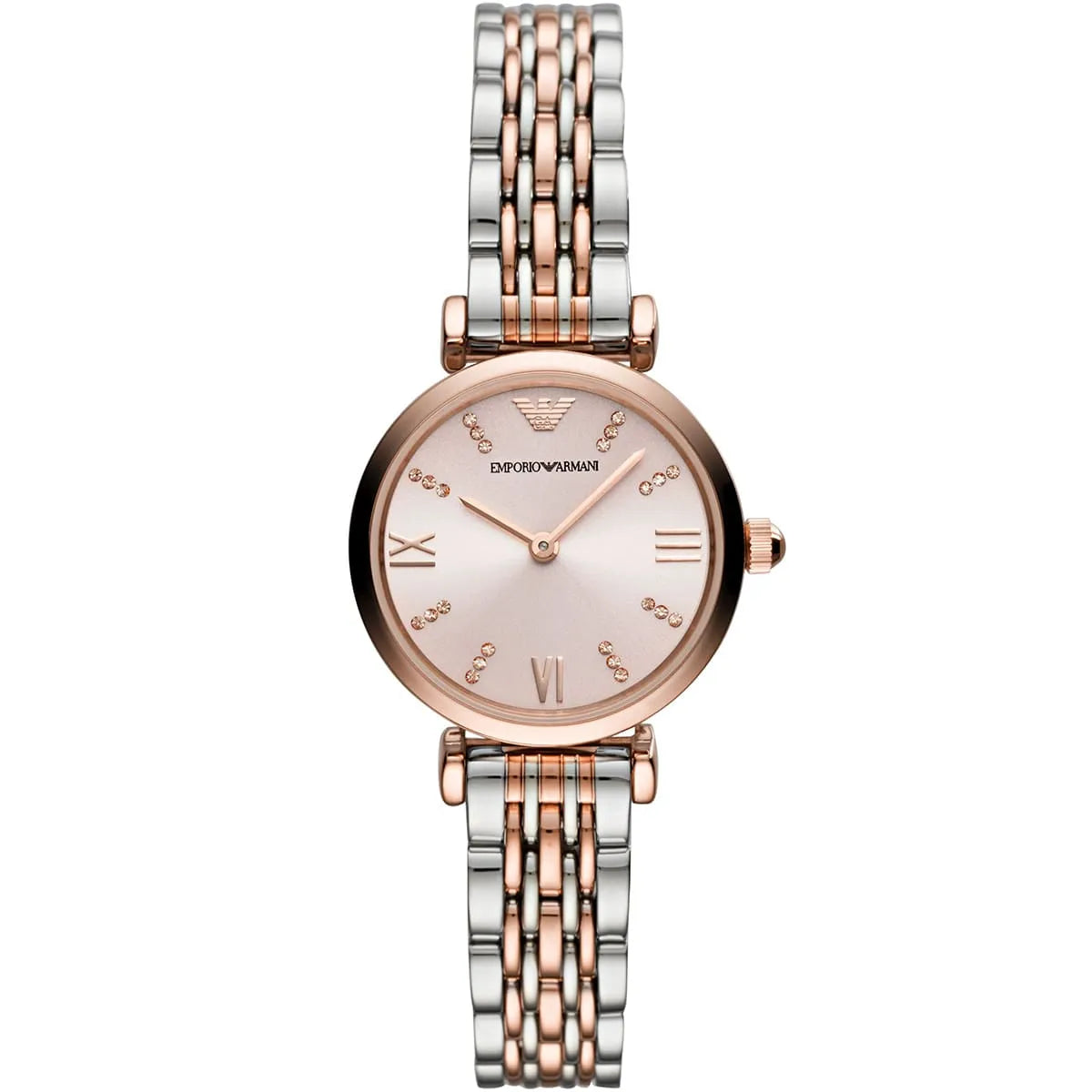 Emporio Armani Gianni T-Bar AR11223 Women’s Watch – Pink Dial Two-Tone Stainless Steel Elegant Fashion Watch
