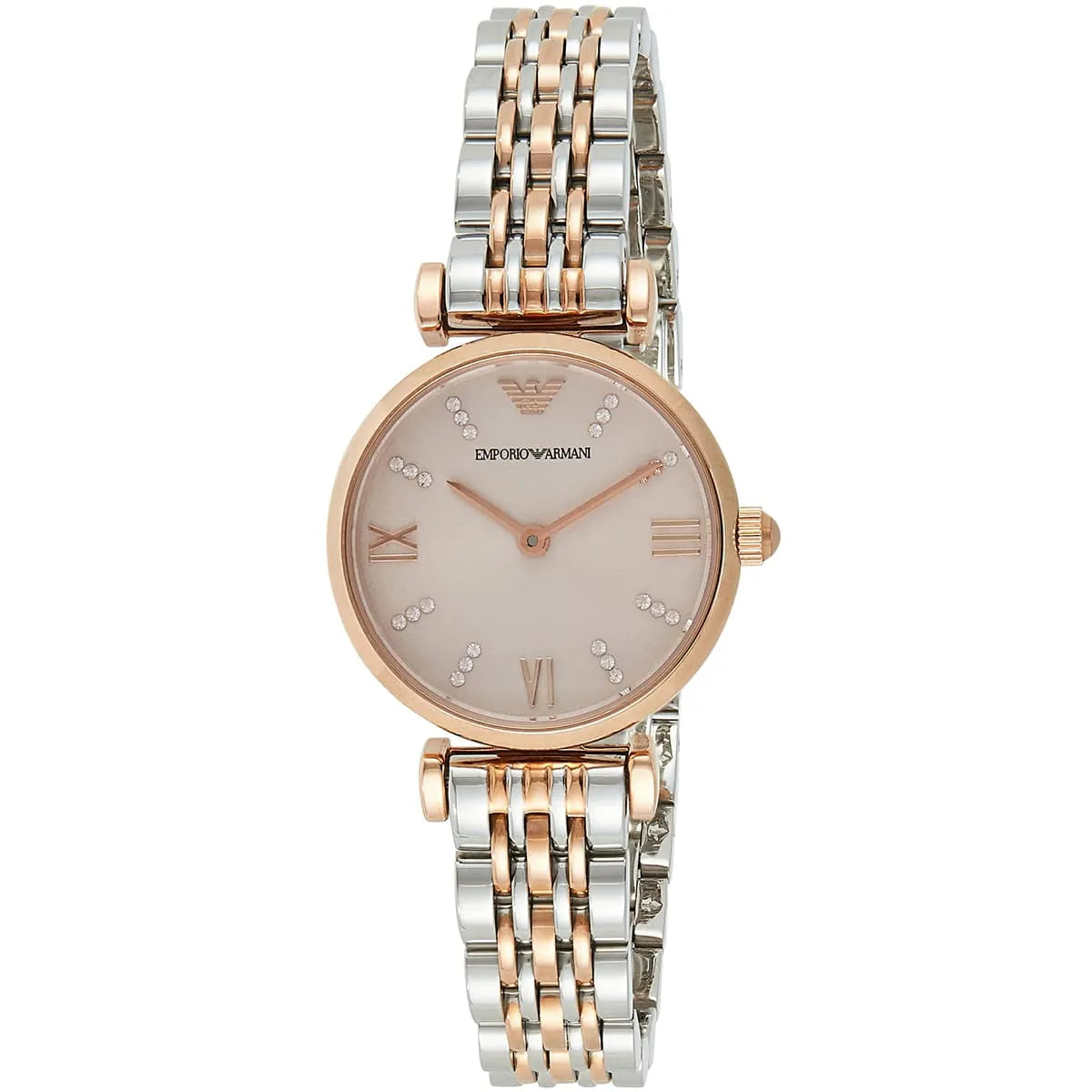 Emporio Armani Gianni T-Bar AR11223 Women’s Watch – Pink Dial Two-Tone Stainless Steel Elegant Fashion Watch