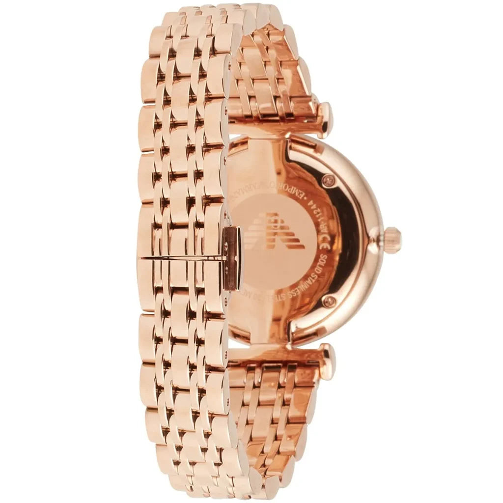 Emporio Armani Gianni T-Bar AR11244 Women’s Watch – White Dial Rose Gold Stainless Steel Elegant Fashion Watch