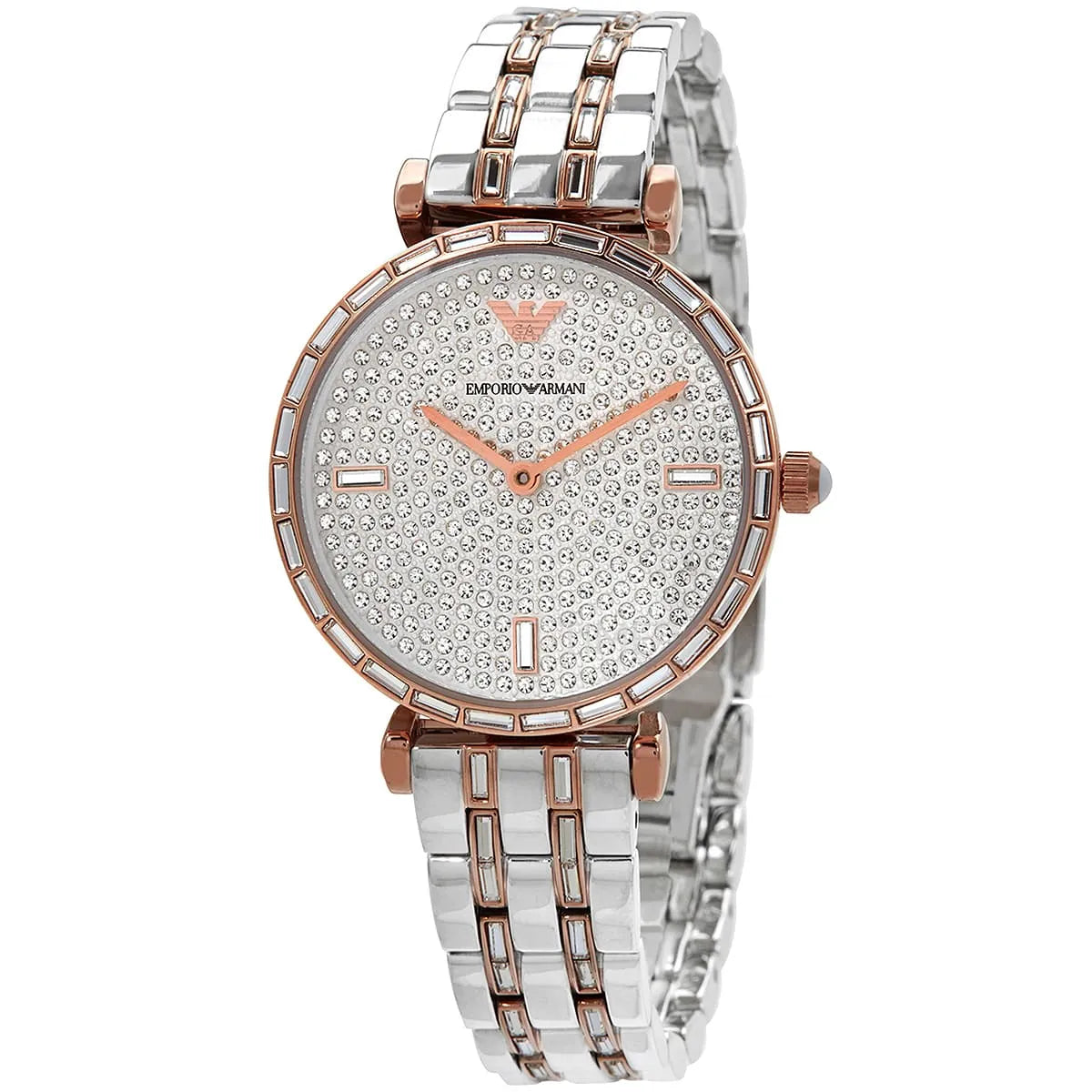 Emporio Armani Gianni T-Bar AR11293 Women’s Watch – Silver Dial Two-Tone Stainless Steel Elegant Fashion Watch