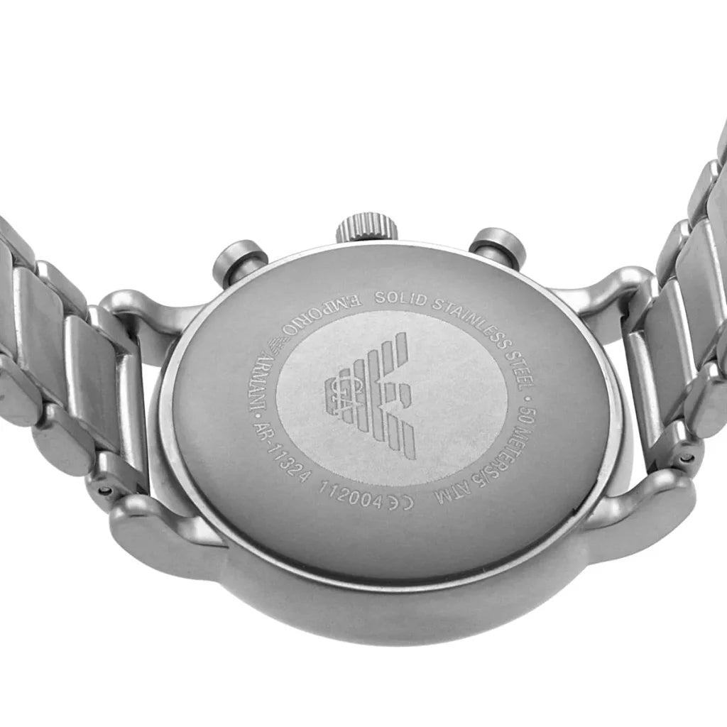 Emporio Armani Luigi AR11324 Men’s Watch – Black Dial Stainless Steel Chronograph Style 46mm Luxury Fashion Watch