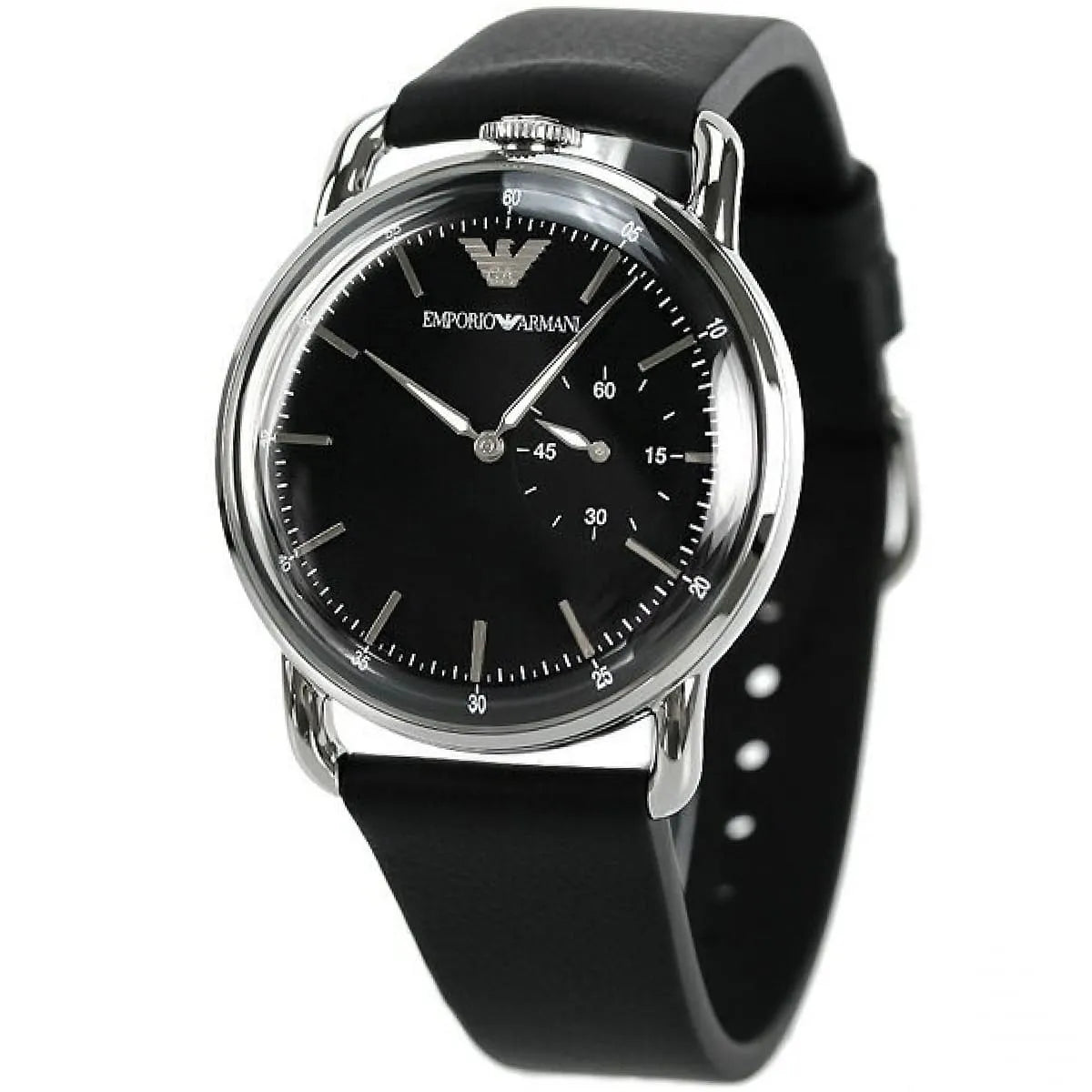 Emporio Armani Aviator AR11336 Men’s Watch – Black Dial Genuine Leather Strap Elegant Pilot Style Watch