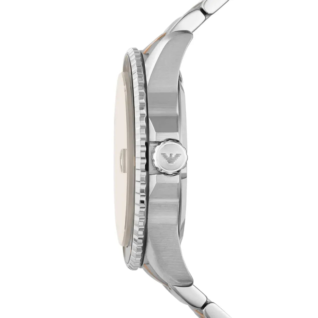 Emporio Armani Diver AR11340 Men’s Watch – Brown Dial Two-Tone Stainless Steel Sport Luxury Watch