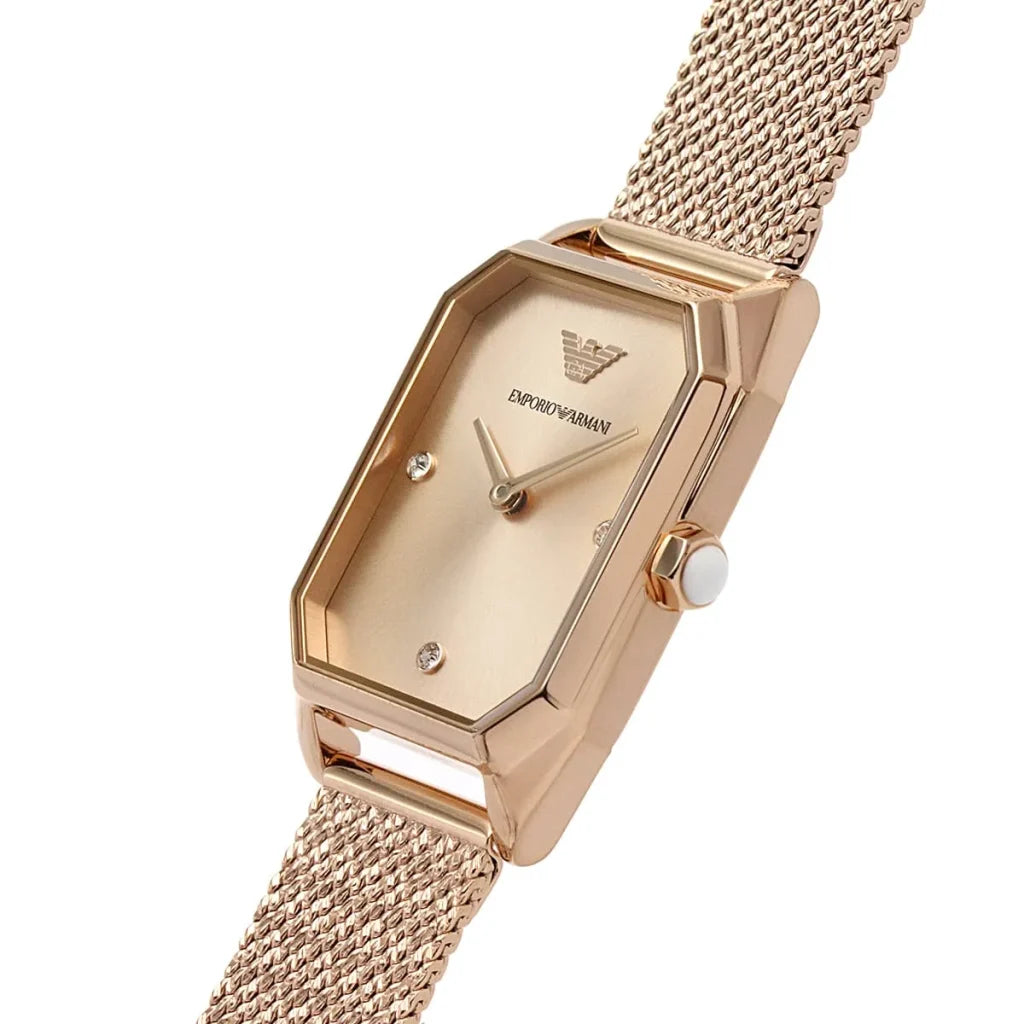 Emporio Armani Gioia AR11347 Women’s Watch – Rose Gold Square Stainless Steel Elegant Fashion Watch