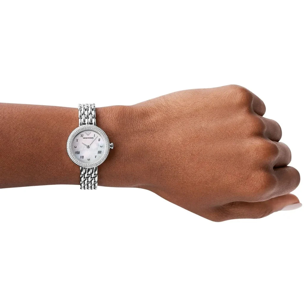 Emporio Armani Rosa AR11354 Women’s Watch – White Dial Stainless Steel Elegant Fashion Watch