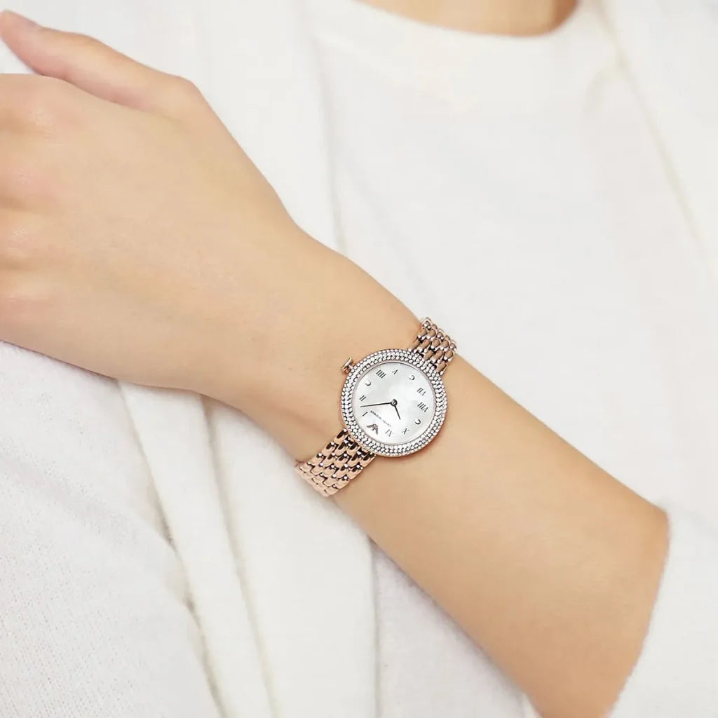 Emporio Armani Rosa AR11355 Women’s Watch – White Dial Rose Gold Stainless Steel Elegant Fashion Watch