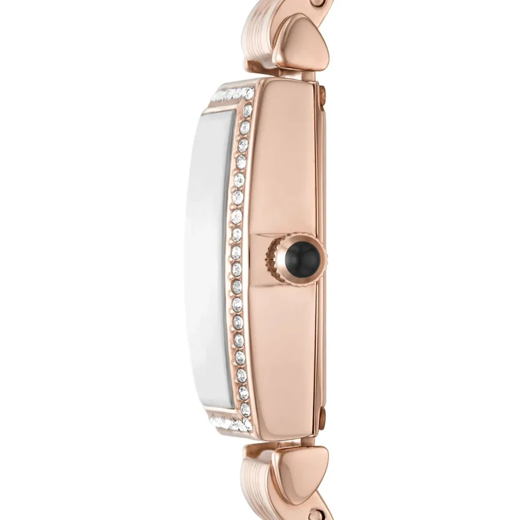 Emporio Armani Gianni T-Bar AR11406 Women’s Watch – Square Silver Dial Rose Gold Stainless Steel Elegant Fashion Watch