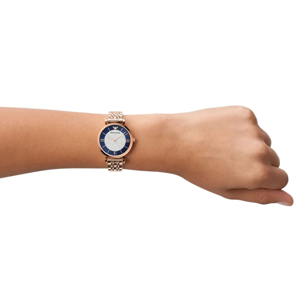 Emporio Armani Gianni T-Bar AR11423 Women’s Watch – Multicolor Dial Rose Gold Stainless Steel Elegant Fashion Watch