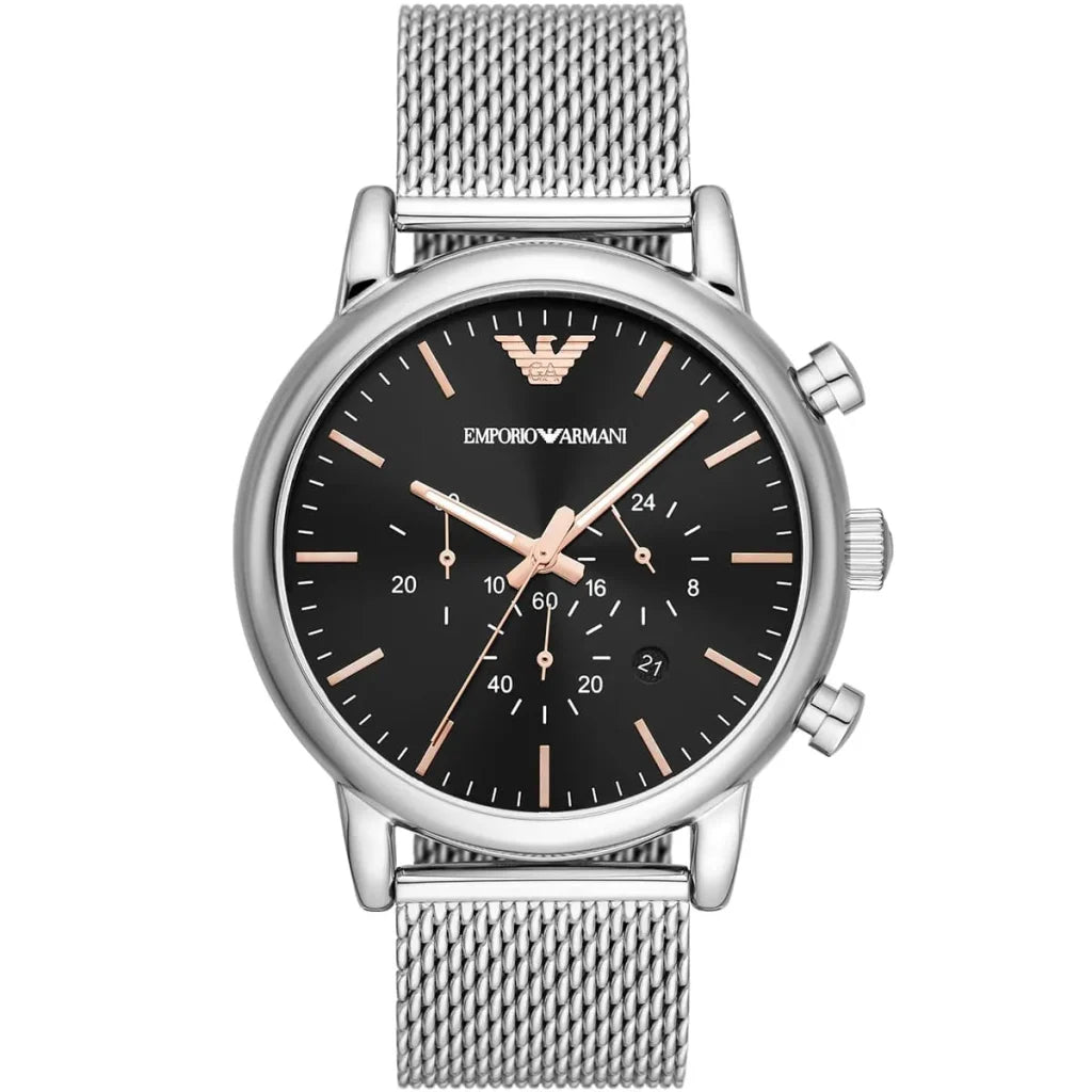 Emporio Armani AR11429 – Men’s Luigi Black Dial Stainless Steel Watch