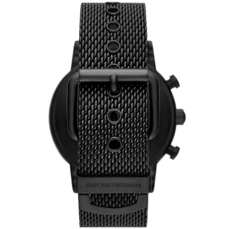 Emporio Armani AR11470 Luigi Men's Chronograph Watch – Green Dial, Black Stainless Steel Strap, 46mm Quartz