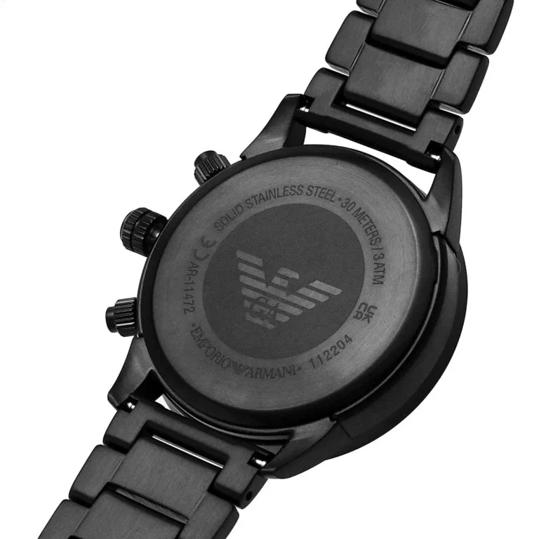 Emporio Armani AR11472 Men’s Analog Watch – 43mm Green Dial with Black Stainless Steel Strap