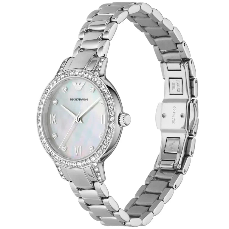 Emporio Armani Cleo Women’s Watch AR11484 – White Dial with Silver Stainless Steel Bracelet