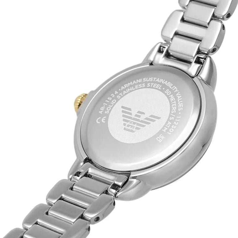 Emporio Armani Women’s Mia AR11524 Two-Tone Stainless Steel Watch – White Mother of Pearl Dial, 32mm