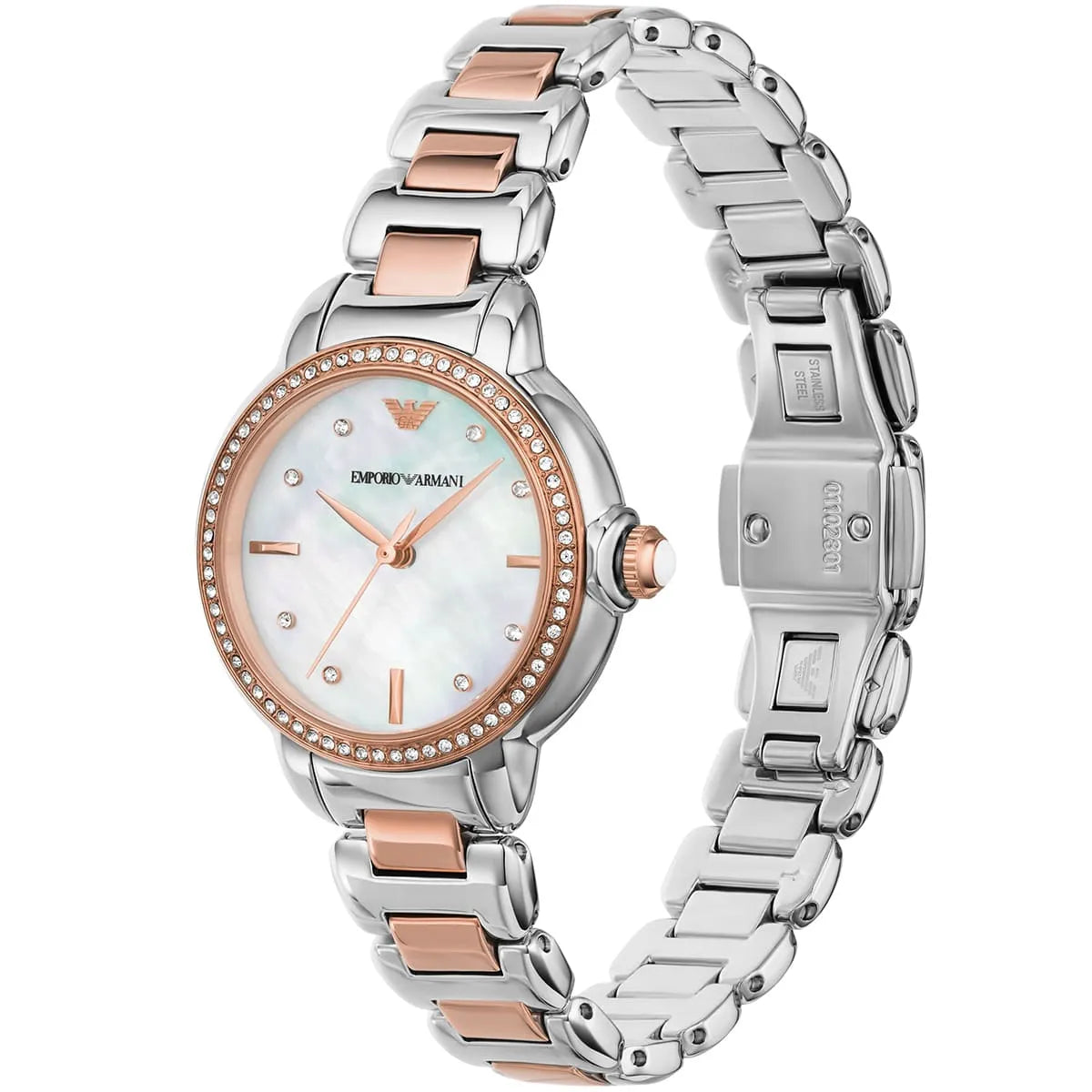 Emporio Armani AR11569 Women’s Watch – Mia Collection Two-Tone Stainless Steel (Silver & Rose Gold) Elegant 32mm Design