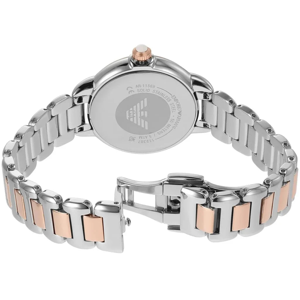 Emporio Armani AR11569 Women’s Watch – Mia Collection Two-Tone Stainless Steel (Silver & Rose Gold) Elegant 32mm Design