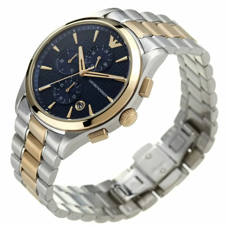 Emporio Armani Paolo Watch for Men AR11579 – Blue Dial, Two-Tone Stainless Steel Strap, Quartz, 42mm