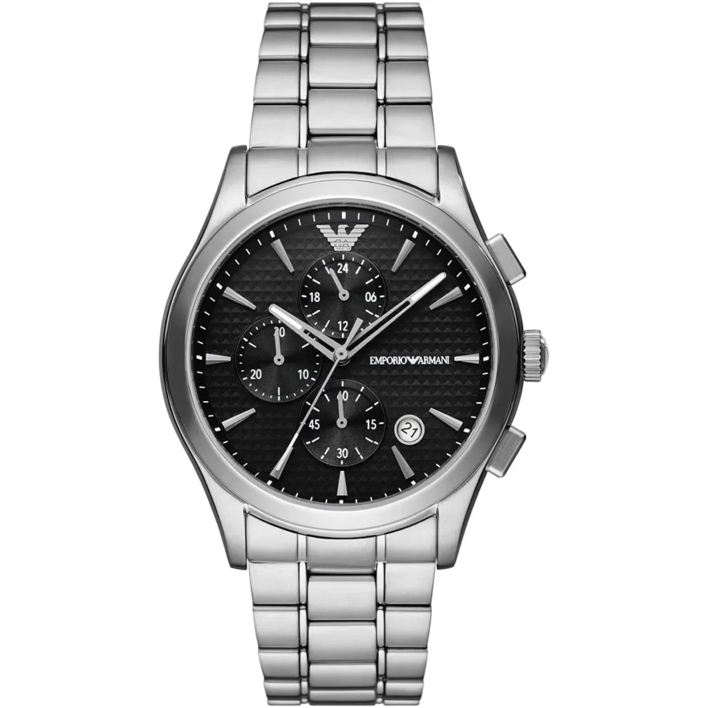 Emporio Armani AR11602 – Men’s Paolo Black Dial Stainless Steel Watch